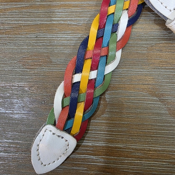 VINTAGE leather rainbow braided belt, Size M/L - Picture 2 of 8
